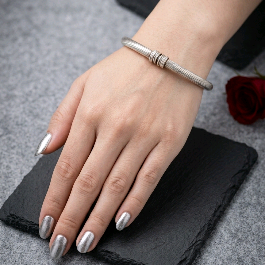 Sterling Silver Kada Bangle